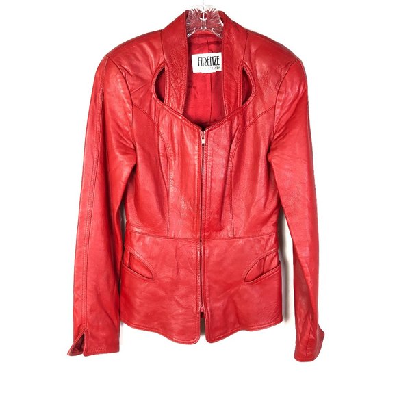 Firenze Jackets & Blazers - Vintage Firenze Red hot leather jacket!